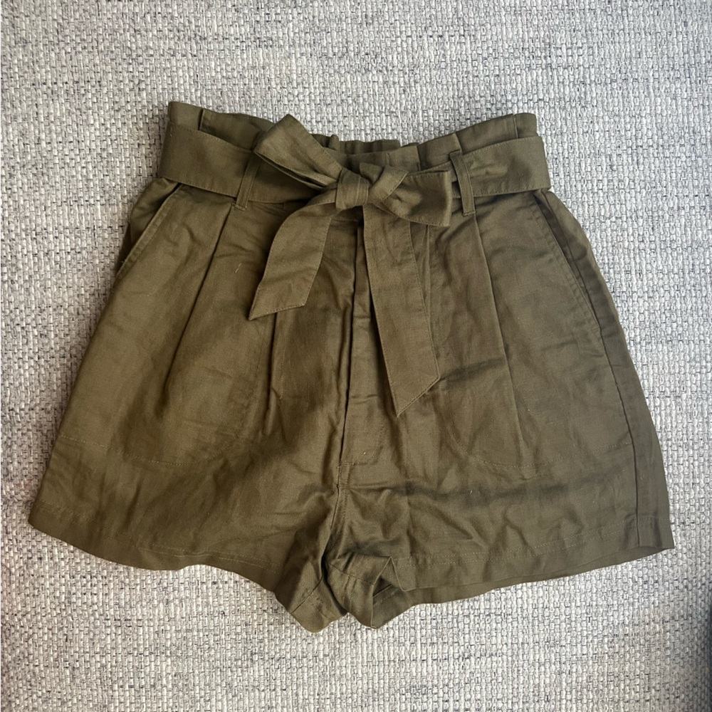 BDG High Waist, Pleated, Olive Green Shorts